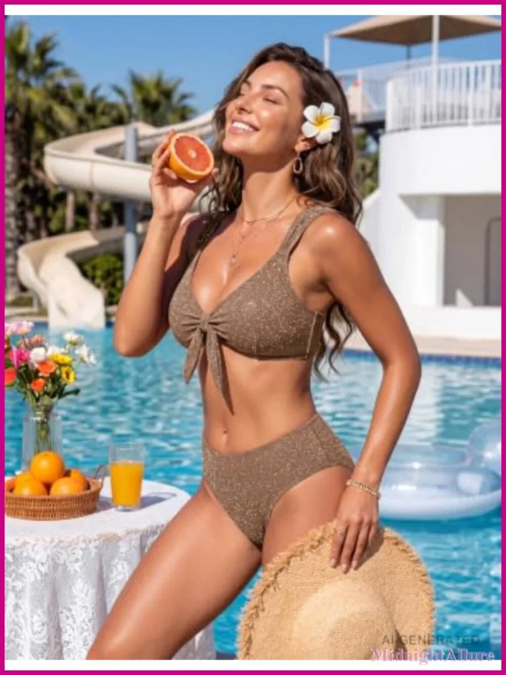 Women's Sparkly Two Piece Bikini Set High Cut Swimwear Tie Front V Neck
